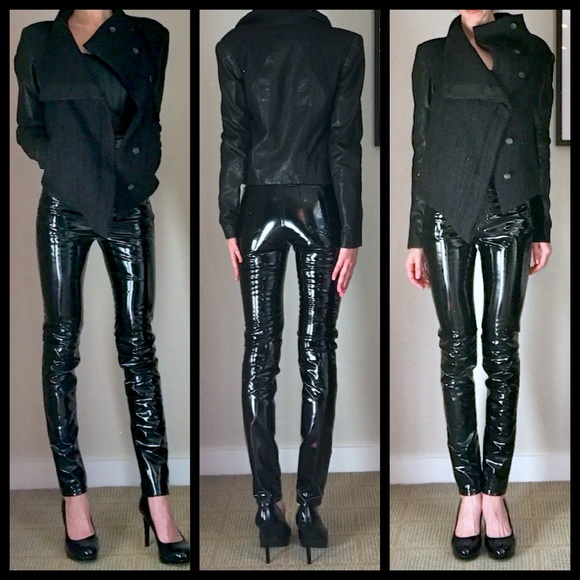 Helmut Lang Jackets & Blazers - Helmut Lang Leather Combo Flap Funnel Neck Jacket